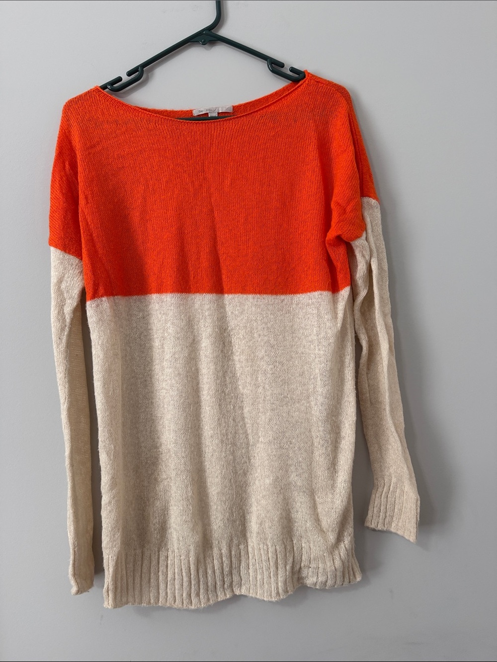 GAP Orange and Cream Colorblock Crewneck Sweater
